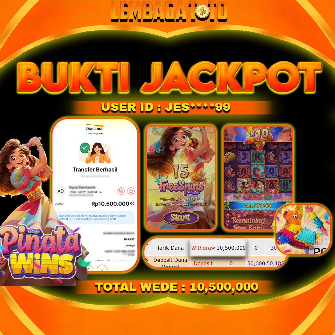 BUKTI JACKPOT 21 FERBUARY LEMBAGATOTO PINATA WINS  Rp 10,500,000 ,- LUNAS