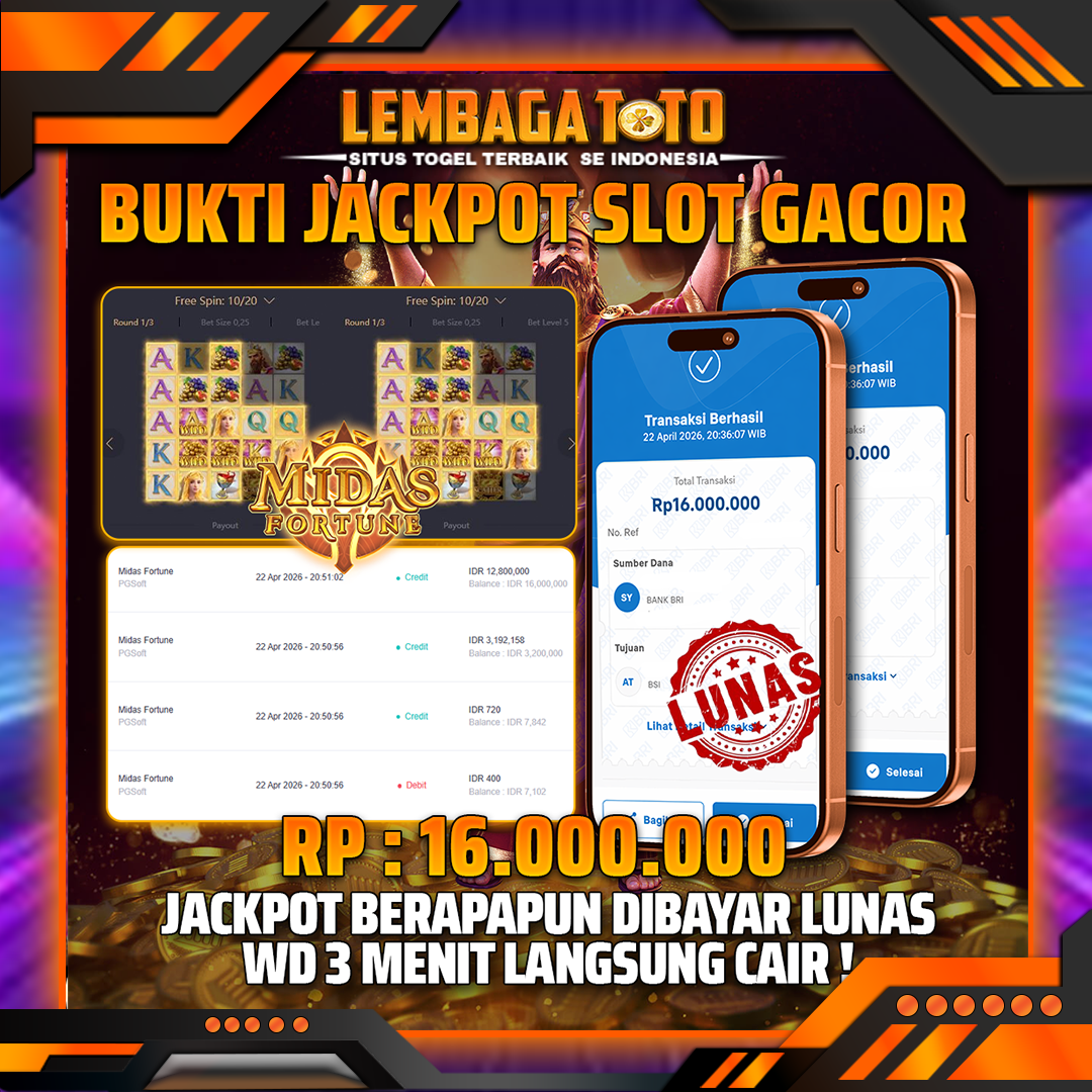 BUKTI JACKPOT 23 APRIL LEMBAGATOTO MIDAS FORTUNE 16,000,000- LUNAS