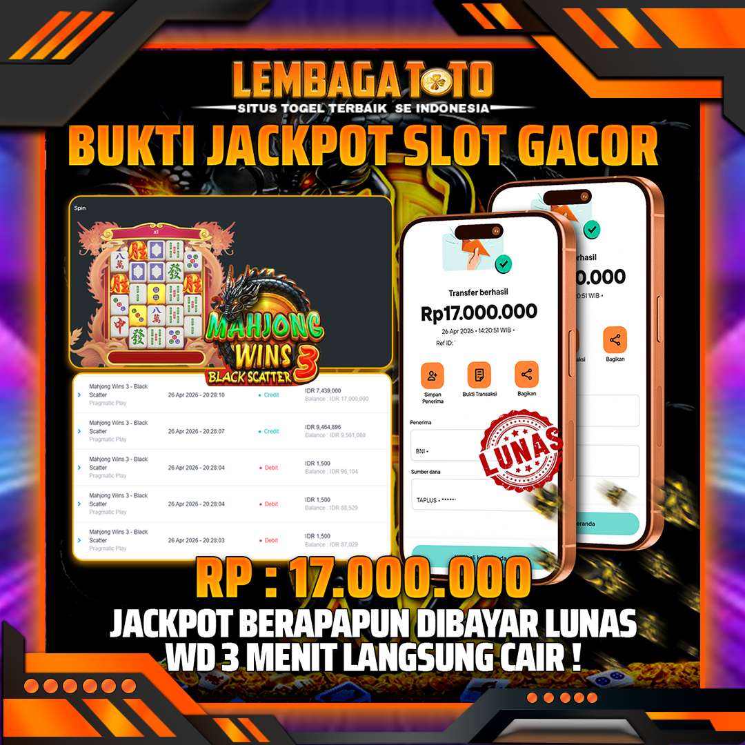 BUKTI JACKPOT 27 APRIL LEMBAGATOTO MAHJONG WINS 3 BLACK SCATTER 17,000,000- LUNAS