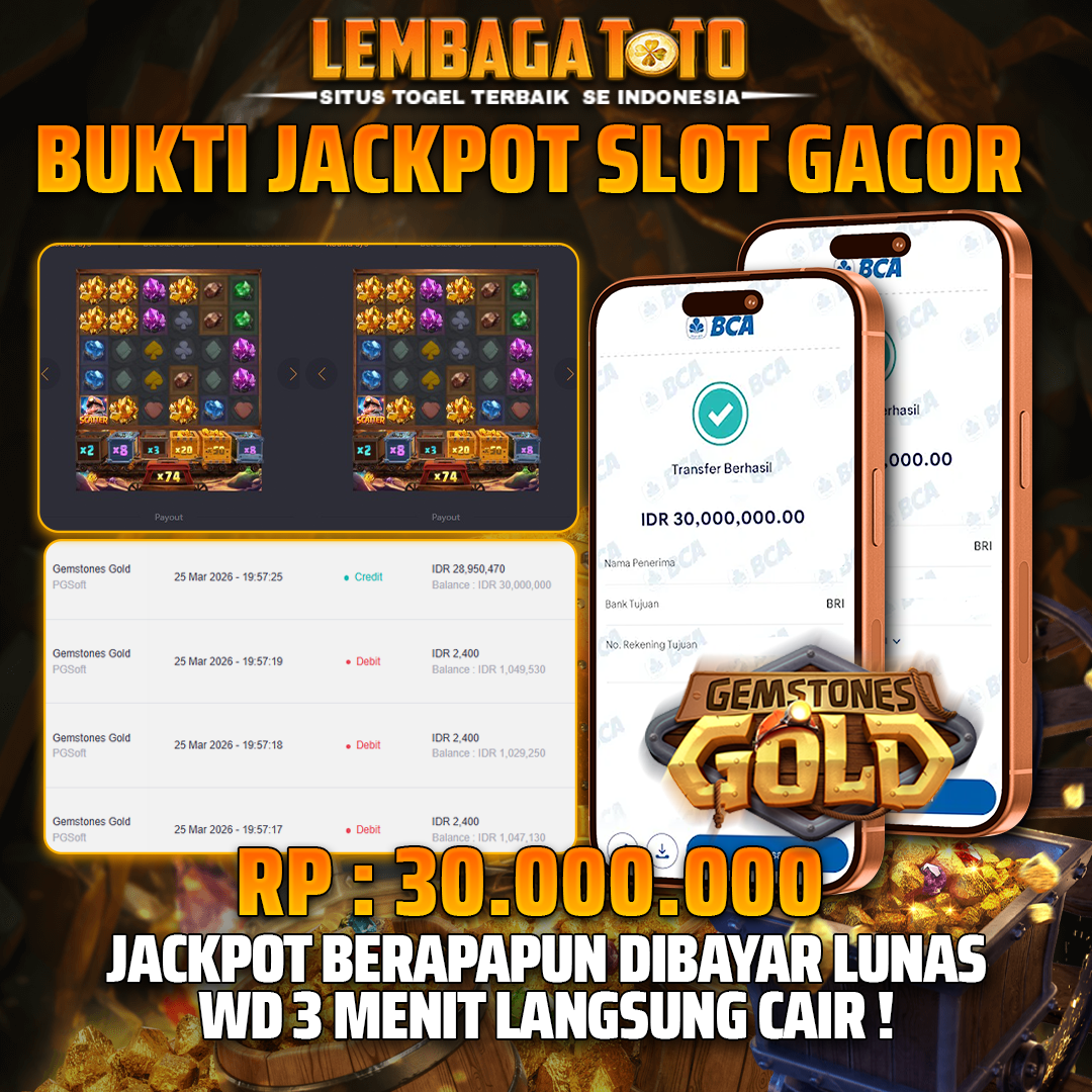 BUKTI JACKPOT 26 MARET LEMBAGATOTO GEMSTONES GOLD 30,000,000 - LUNAS