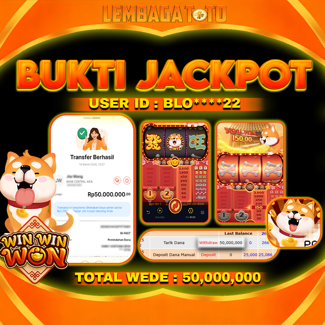 BUKTI JACKPOT 15 MARET LEMBAGATOTO WIN WIN WON 50,000,000 - LUNAS