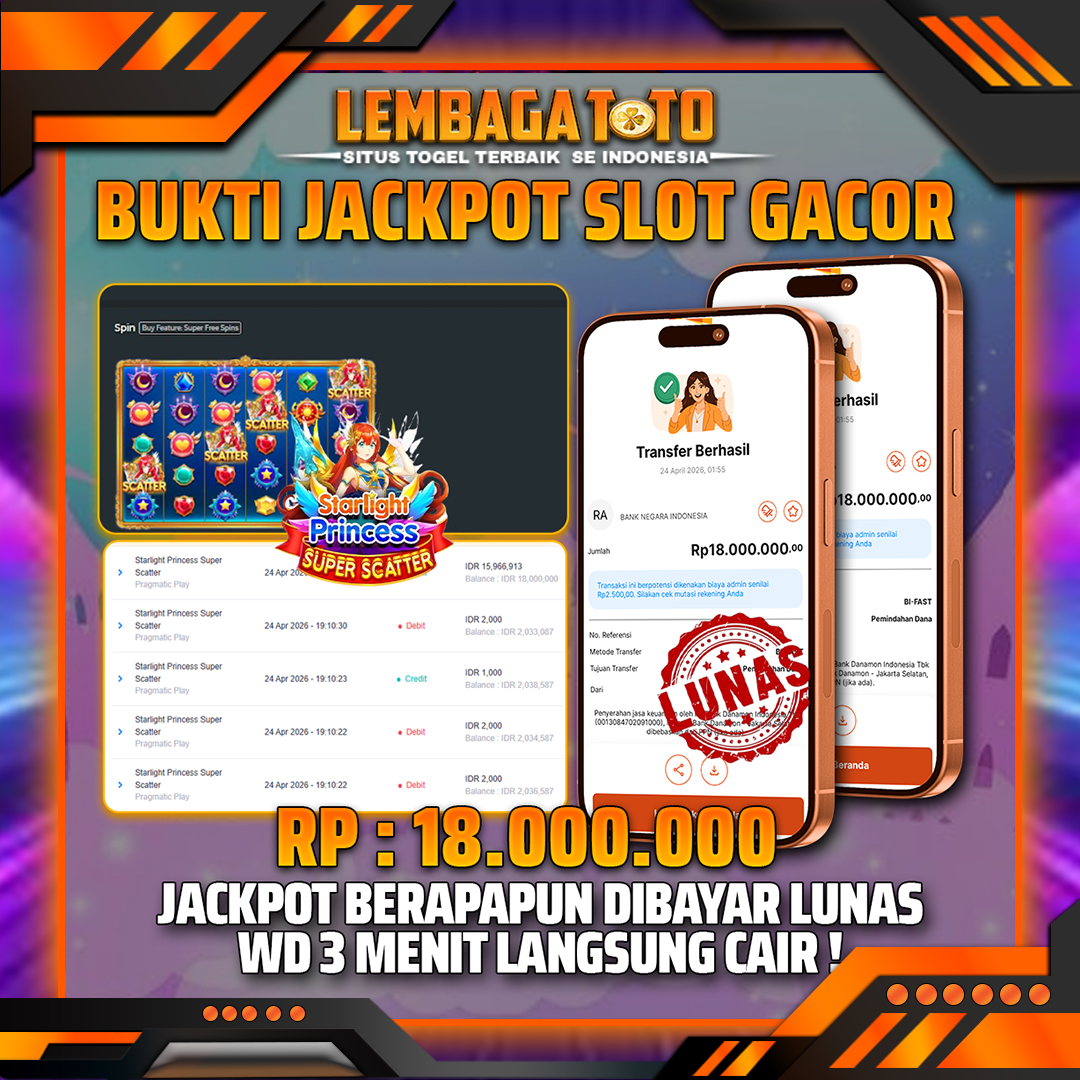 BUKTI JACKPOT 25 APRIL LEMBAGATOTO STARLIGHT PRINCESS SUPER SCATTER 18,000,000- LUNAS