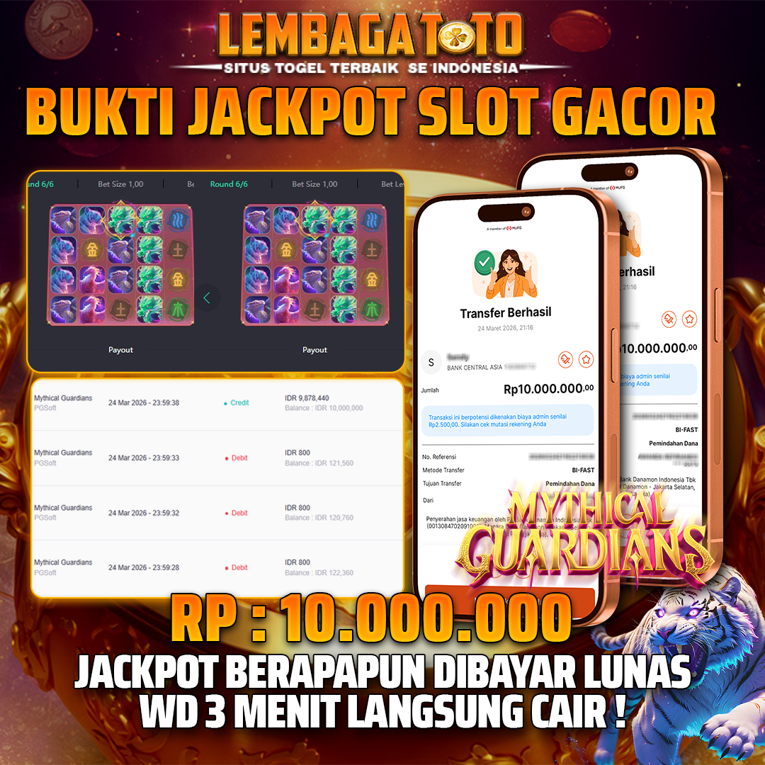 BUKTI JACKPOT 25 MARET LEMBAGATOTO MYTHICAL GUARDIANS 10,000,000 - LUNAS