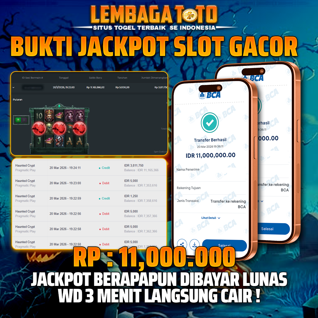 BUKTI JACKPOT 21 MARET LEMBAGATOTO HAUNTED CRYPT 11,000,000 - LUNAS