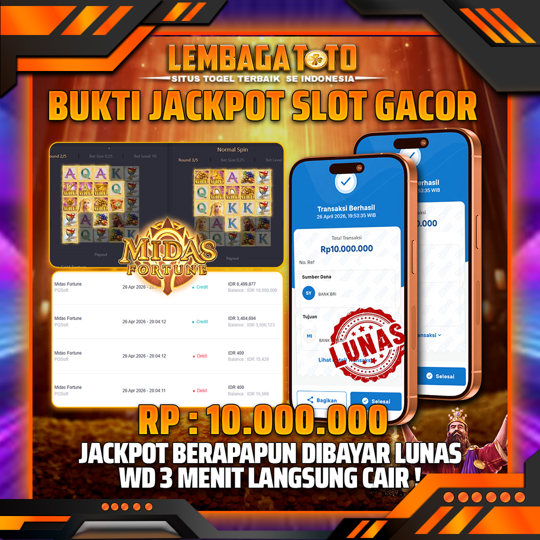 BUKTI JACKPOT 27 APRIL LEMBAGATOTO MIDAS FORTUNE 10,000,000- LUNAS
