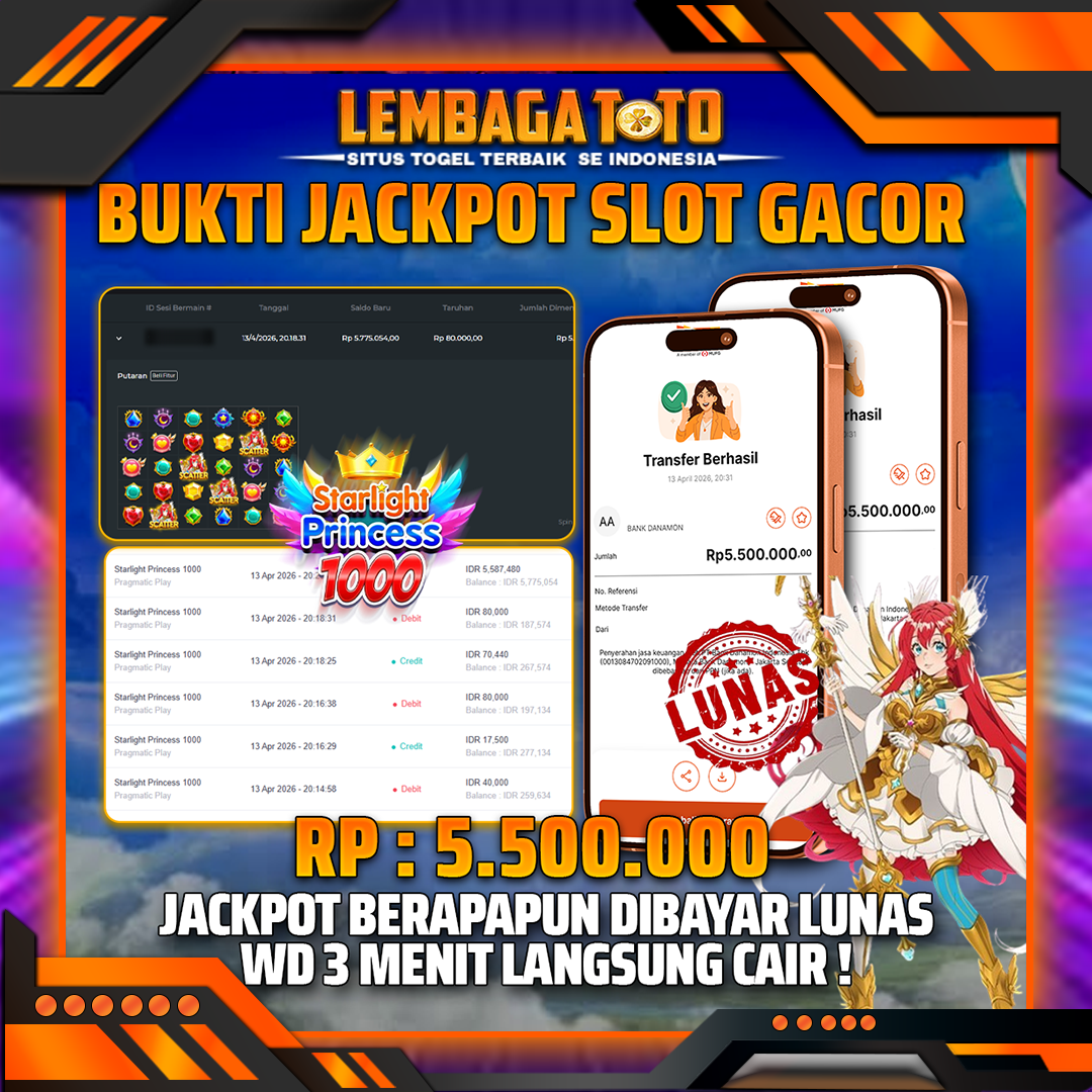 BUKTI JACKPOT 14 APRIL LEMBAGATOTO STARLIGHT PRINCESS 1000 30,000,000- LUNAS