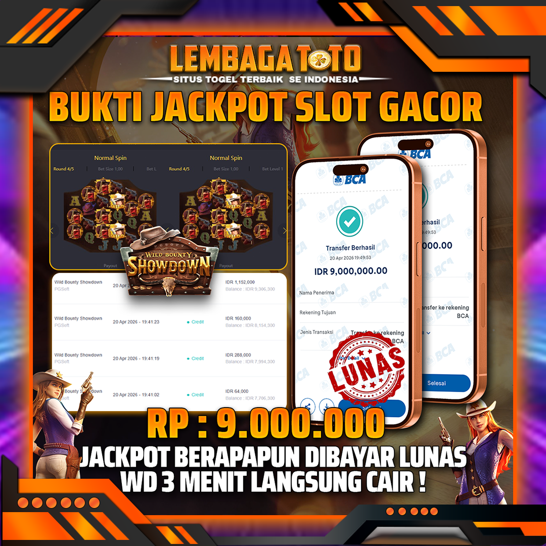 BUKTI JACKPOT 21 APRIL LEMBAGATOTO WILD BOUNTY SHOWDOWN 9,000,000- LUNAS