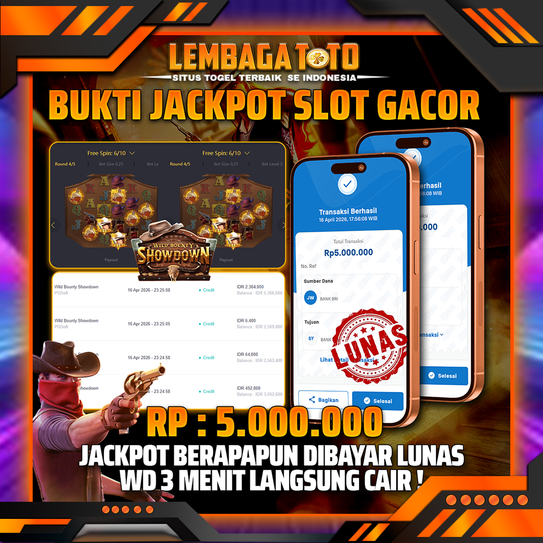 BUKTI JACKPOT 17 APRIL LEMBAGATOTO WILD BOUNTY SHOWDOWN  5,000,000- LUNAS