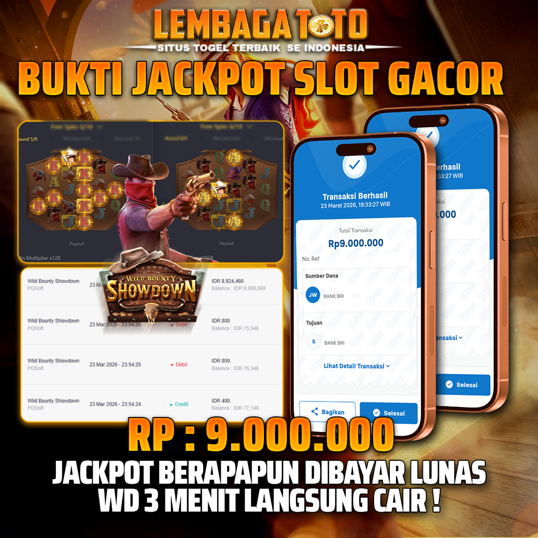 BUKTI JACKPOT 24 MARET LEMBAGATOTO WILD BOUNTY SHOWDOWN 9,000,000- LUNAS