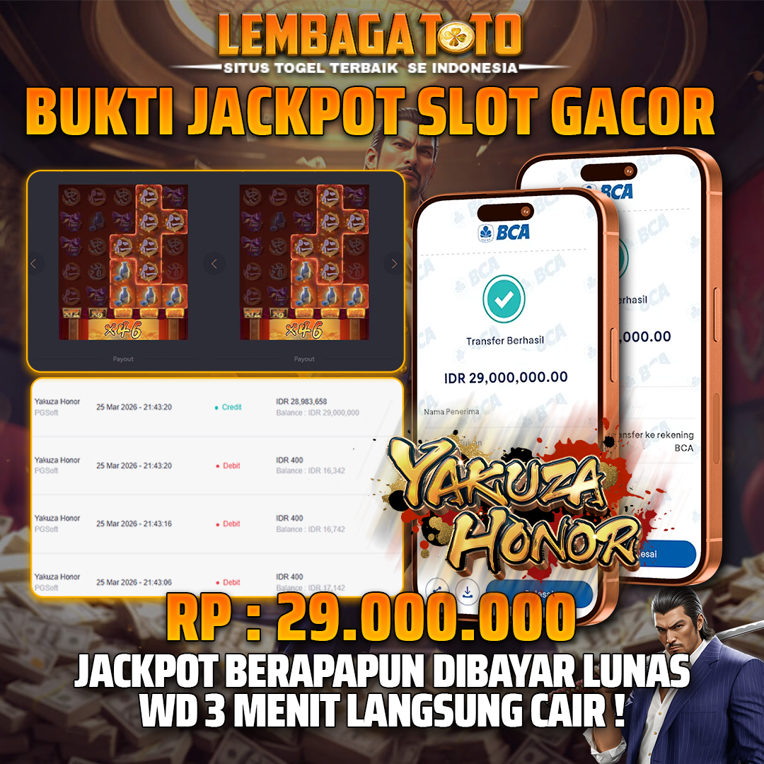 BUKTI JACKPOT 26 MARET LEMBAGATOTO YAKUZA HONOR 29,000,000- LUNAS