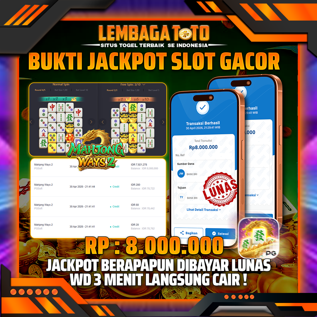 BUKTI JACKPOT 01 MEI LEMBAGATOTO MAHJONG WAYS 2 8,000,000- LUNA
