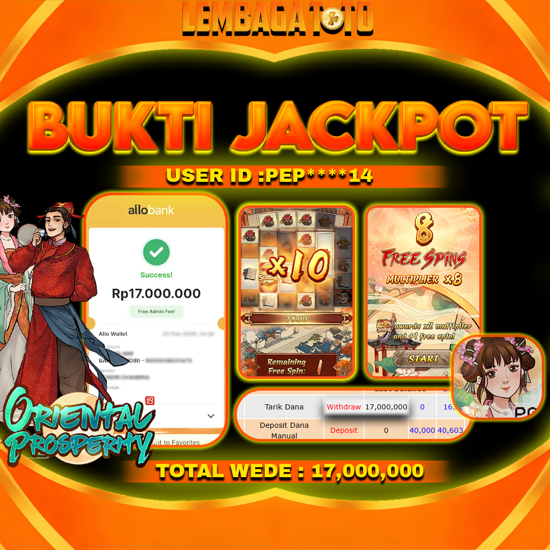 BUKTI JACKPOT 25 FERBUARY LEMBAGATOTO QRIENTAL PROSPERITY  Rp 17,000,000 ,- LUNAS
