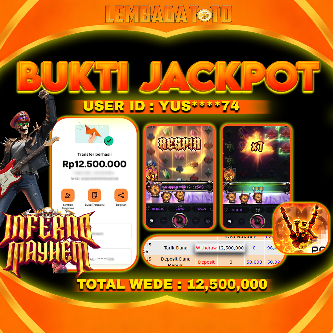 BUKTI JACKPOT 15 MARET LEMBAGATOTO JAFERA MAYHEM 12,500,000 - LUNAS