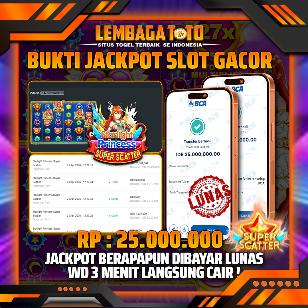 BUKTI JACKPOT 22 APRIL LEMBAGATOTO STARLIGHT PRINCESS SUPER SCATTER 25,000,000- LUNAS