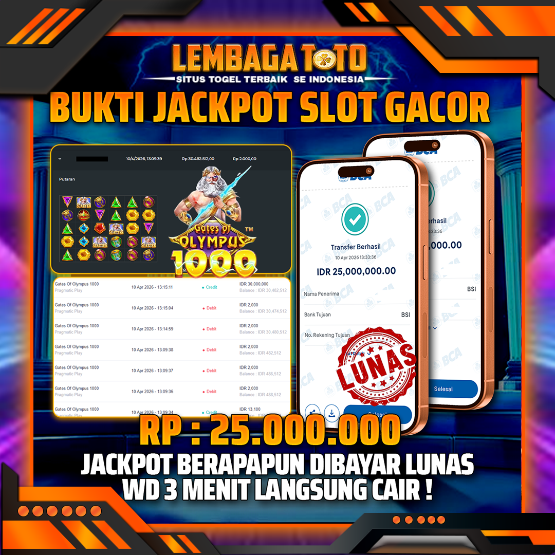 BUKTI JACKPOT 11 APRIL LEMBAGATOTO GATES OF OLYMPUS 1000 25,000,000- LUNAS